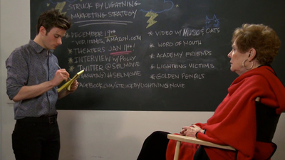 Chris Colfer and Polly Bergen Brainstorm “Struck By Lightning”